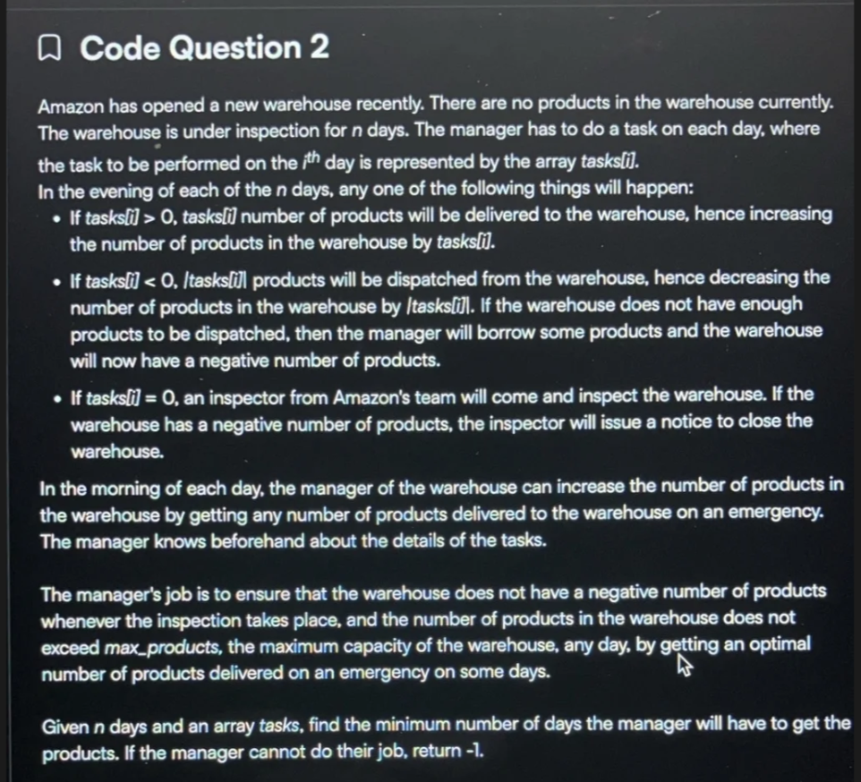 Amazon OA Code Question 1