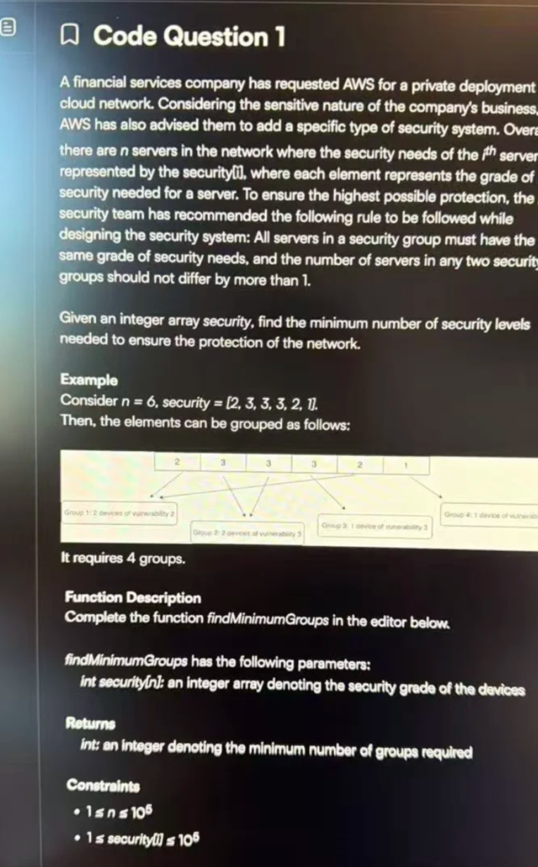 Amazon Intern OA Problem Screenshot