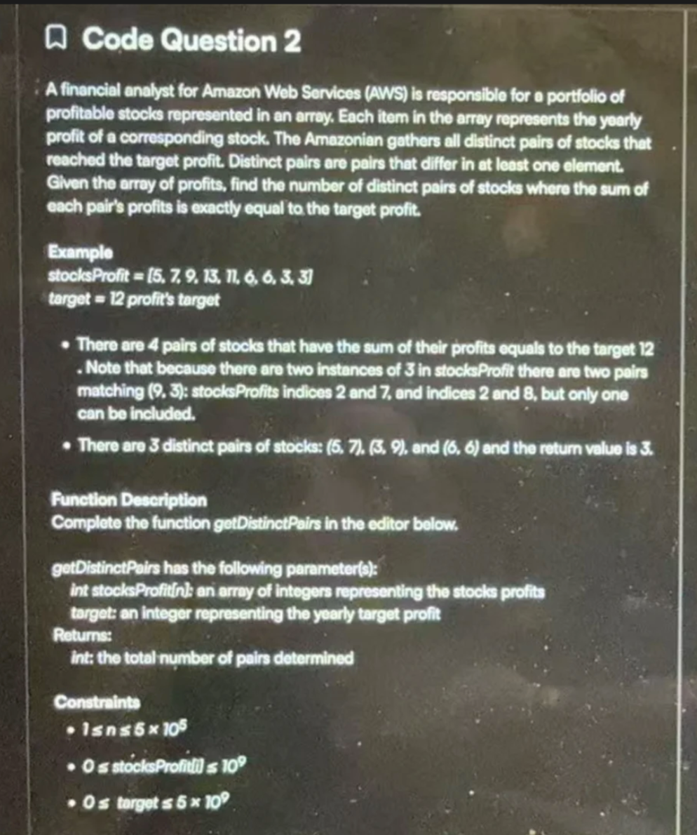 Amazon Intern OA HackerRank 截图 Q1