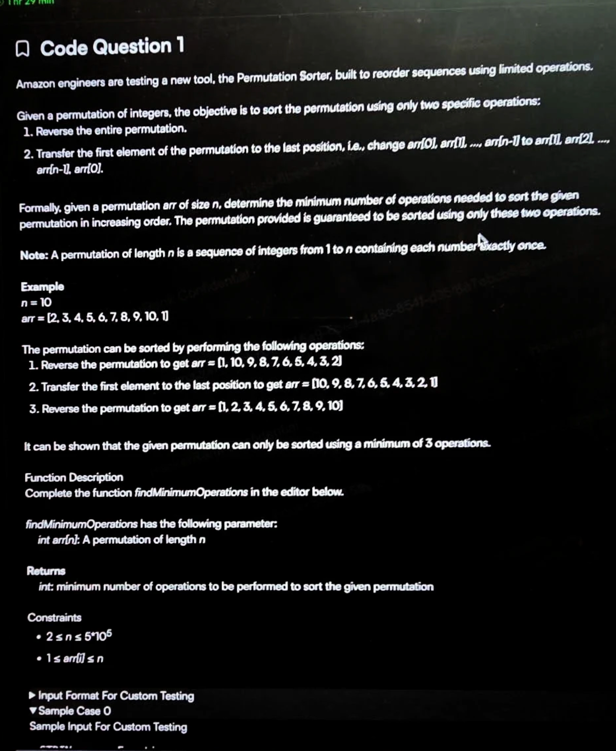 Amazon OA Question 1