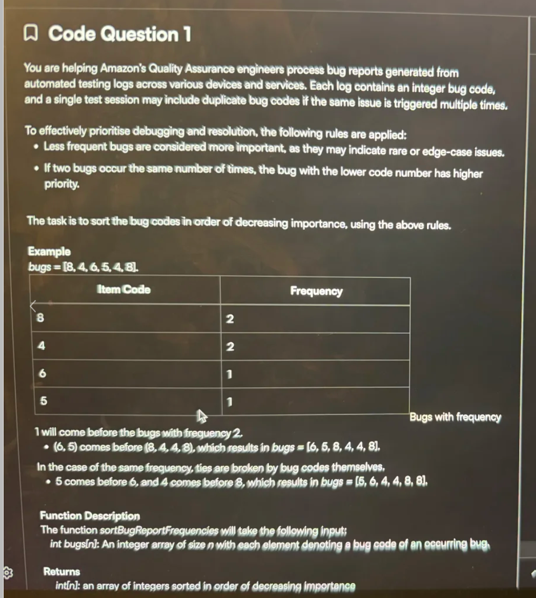 Amazon OA Question 1