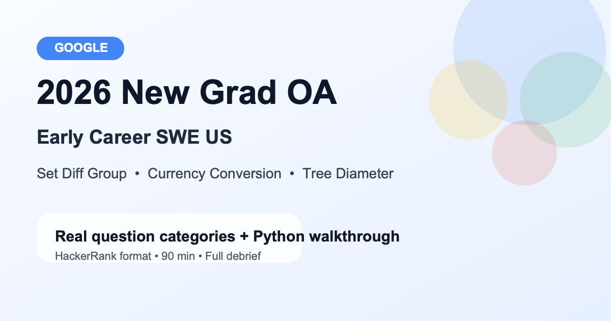 Google 2026 New Grad OA Complete Guide | SWE Early Career US — Three Real Question Categories