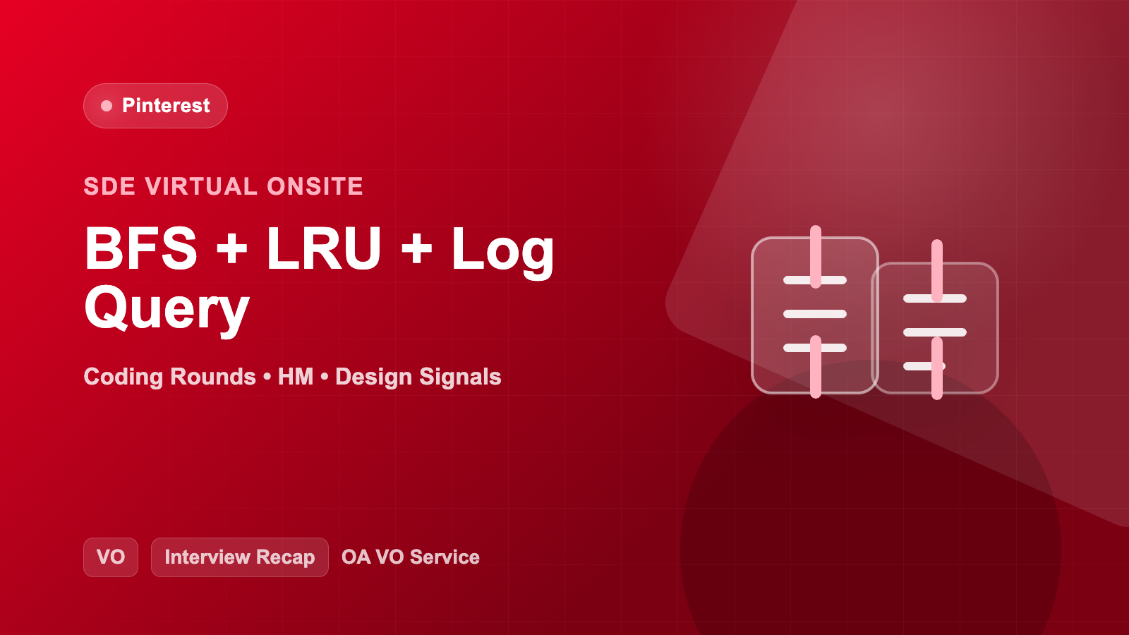 Pinterest SDE VO 复盘：三轮 Coding + HM 沟通，开关翻转 BFS / LRU 驱逐回调 / 日志查询设计
